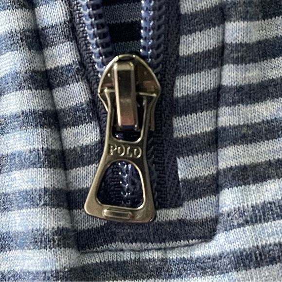 Polo Ralph Lauren Cotton 1/4 Zip Size XL Blue Stripe Pullover Blue Pony Nautical - Picture 4 of 9